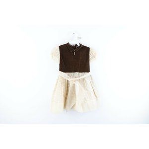 Vintage 50s Tiny Town Togs Girls Size 5T Flocked Nylon Sheer Velvet Party Dress